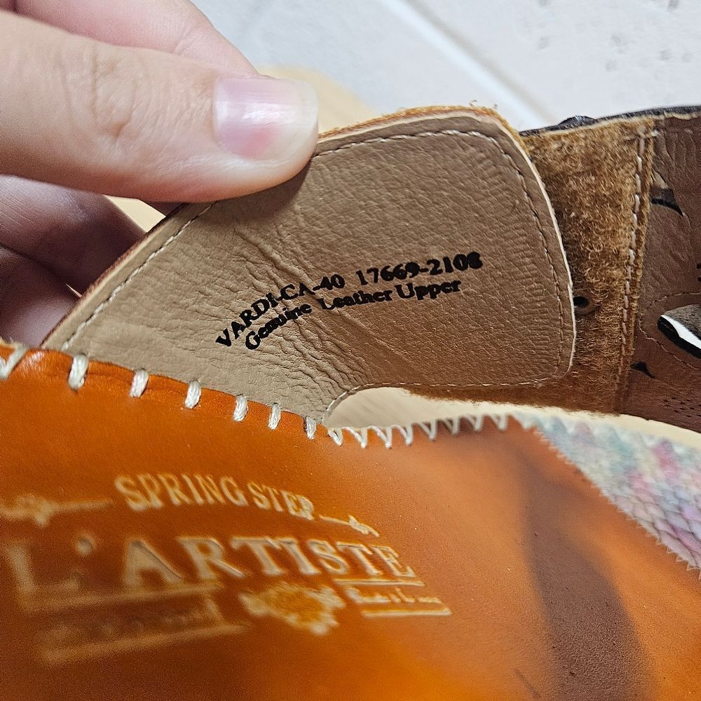 Spring Step L'Artiste Vardi women’s Leather Floral Sandals wedge comfort size 9 - Picture 10 of 12